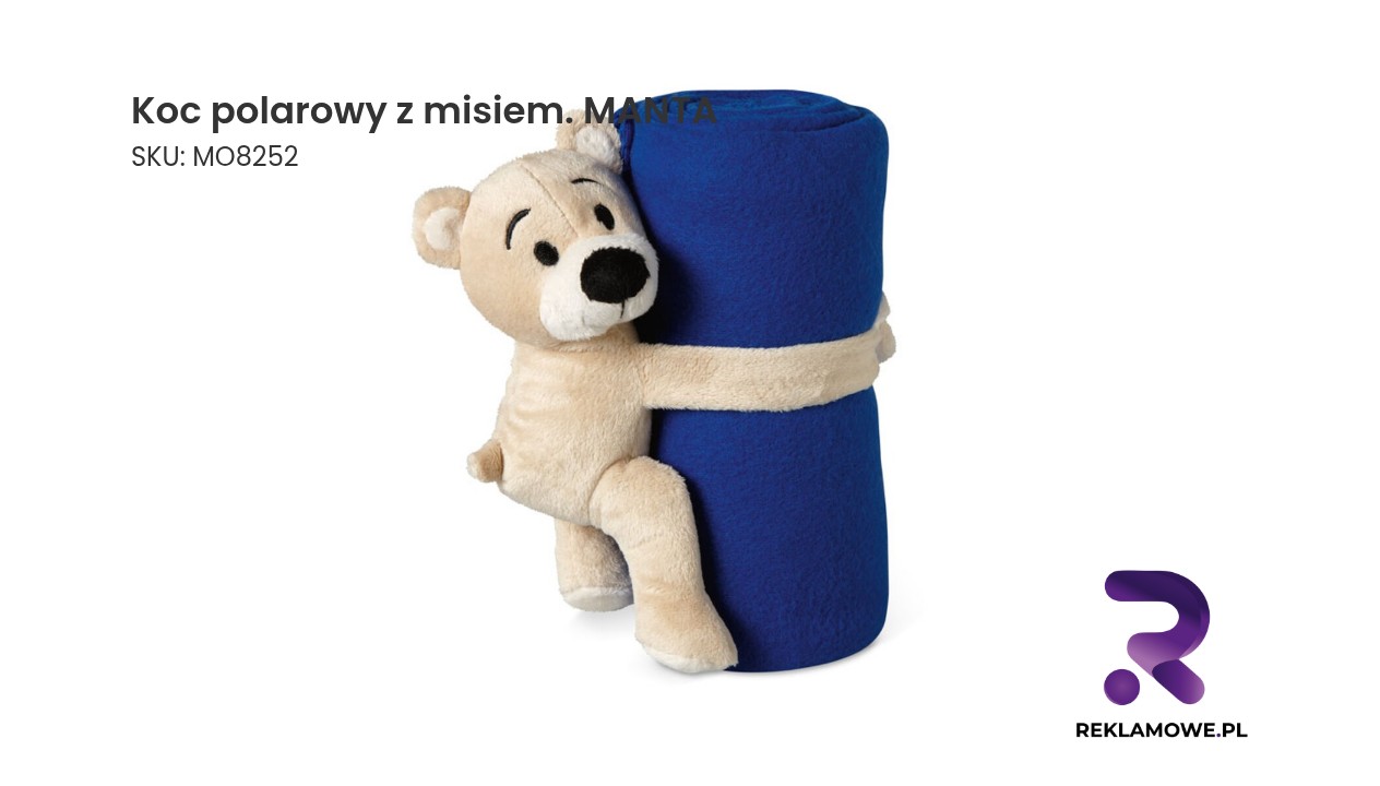 Koc polarowy z misiem MANTA w kolorze beżowym